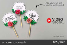 Load image into Gallery viewer, Floral Cupcake Topper SVG