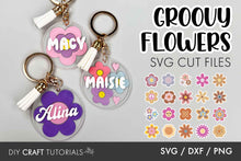 Load image into Gallery viewer, Groovy Flower Keychain SVG
