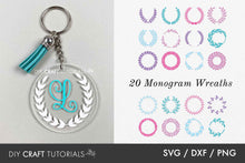 Load image into Gallery viewer, Monogram Wreath SVG - Keychain