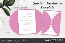 Load image into Gallery viewer, Gatefold Wedding Invitation Template - Scalloped