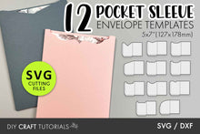 Load image into Gallery viewer, 12 pocket sleeve envelope templates for cricut and silhouette cutting machines