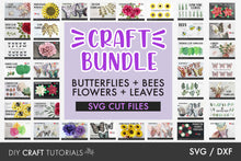 Load image into Gallery viewer, SVG Bundle - Butterflies, Bees, Flowers and Leaves