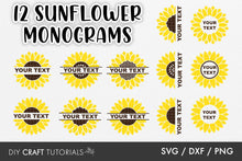 Load image into Gallery viewer, Split Sunflower Monogram SVG