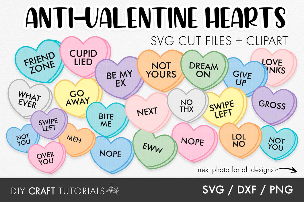 Anti-Valentine Candy Hearts SVG