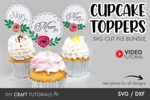 Load image into Gallery viewer, Floral Cupcake Topper SVG
