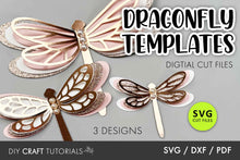 Load image into Gallery viewer, Dragonfly templates with digital cut files on a gray background
