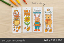 Load image into Gallery viewer, Fall Coloring Bookmark SVG
