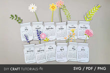 Load image into Gallery viewer, Floral Desk Calendar SVG
