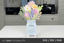 Load image into Gallery viewer, Floral Desk Calendar SVG
