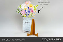 Load image into Gallery viewer, Floral Desk Calendar SVG
