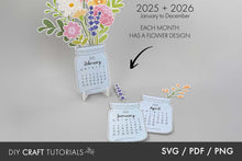 Load image into Gallery viewer, Floral Desk Calendar SVG
