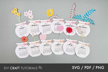 Load image into Gallery viewer, Floral Calendar SVG
