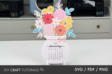 Load image into Gallery viewer, Floral Calendar SVG
