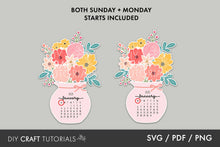 Load image into Gallery viewer, Floral Calendar SVG
