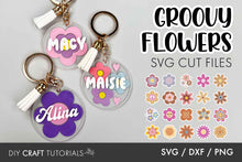Load image into Gallery viewer, Groovy Flower Keychain SVG
