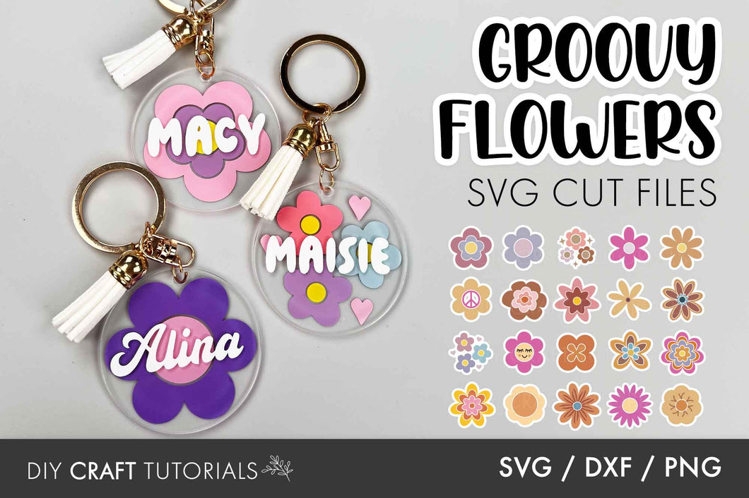 Groovy Flower Keychain SVG