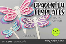 Load image into Gallery viewer, Dragonfly templates with digital cut files on a gray background
