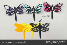 Load image into Gallery viewer, Dragonfly-shaped cutouts in various colors with '3 Layers' text on a gray background.
