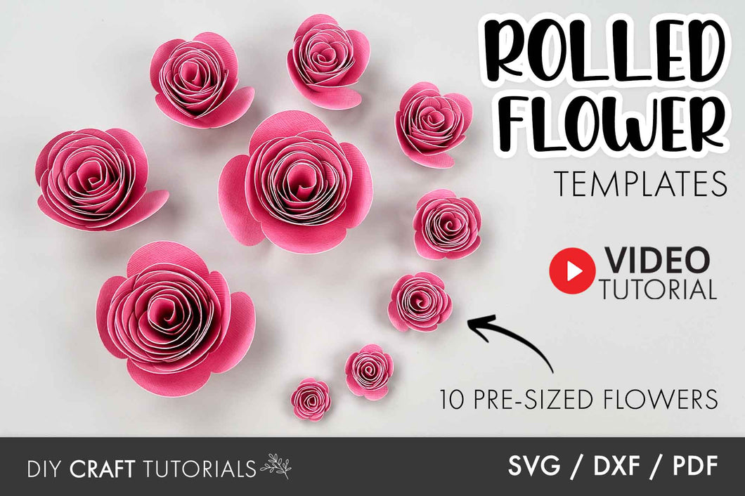 Rolled Flower SVG Bundle - 10 Sizes