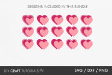 Load image into Gallery viewer, Set of pink heart designs with decorative elements on a white background, labeled 'DIY Craft Tutorials' at the bottom.
