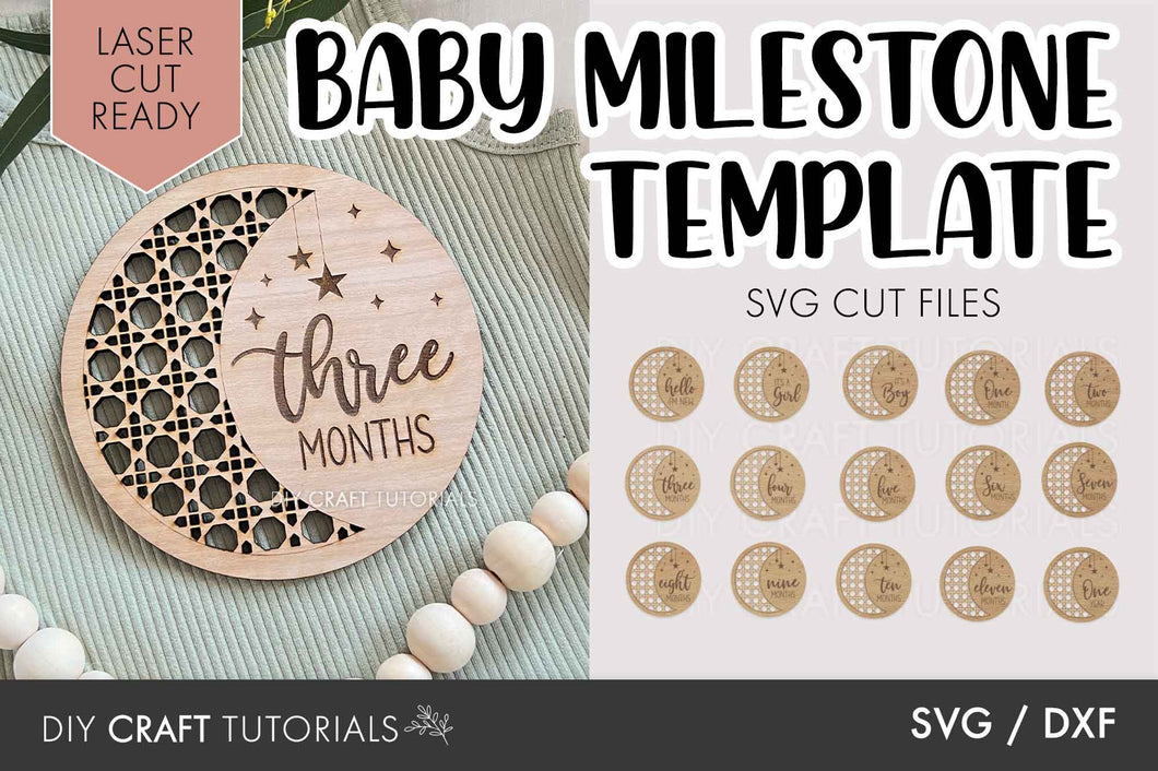 Celestial Moon and Star Baby Milestone SVG