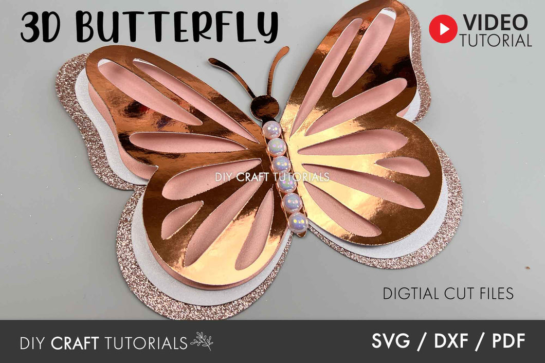 3D Butterfly SVG Template 3