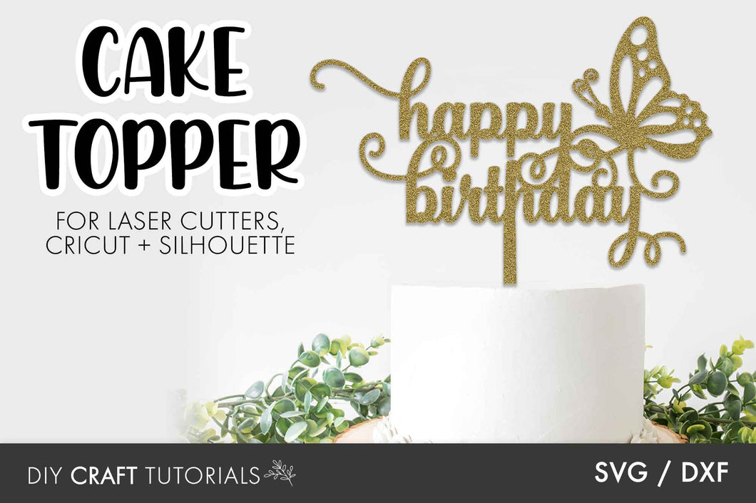 Butterfly Birthday Cake Topper SVG - 5