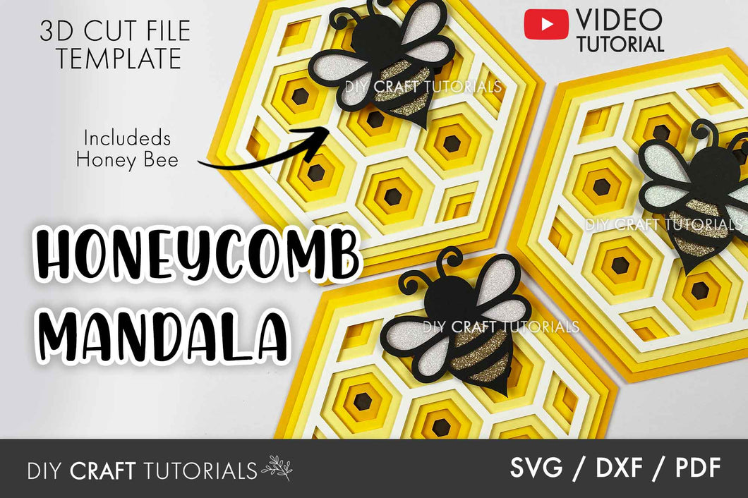 Layered Mandala SVG - Honeycomb and Bee