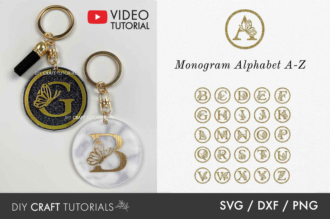Butterfly Monogram SVG Keychain