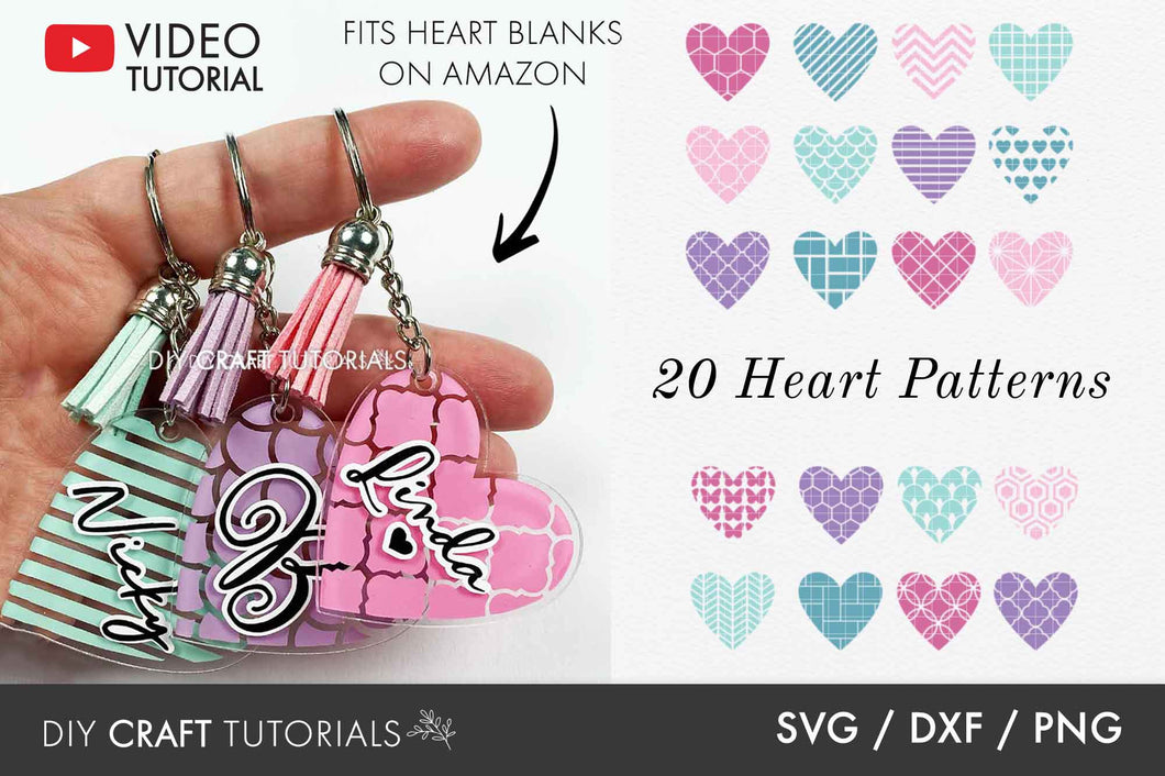 Keychain SVG - Heart Pattern SVG