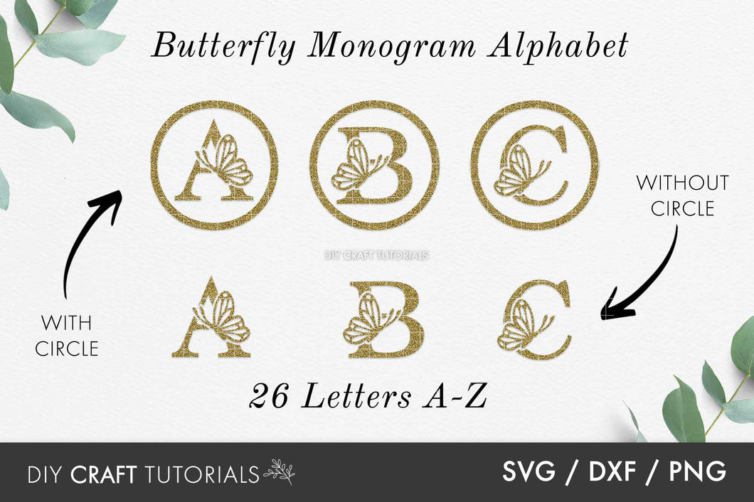 Butterfly Monogram SVG - Alphabet Set
