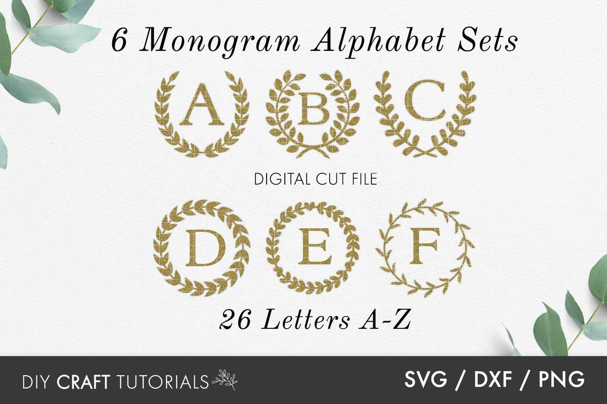 Monogram Wreath Bundle - 6 Alphabet Sets – DIY Craft Tutorials