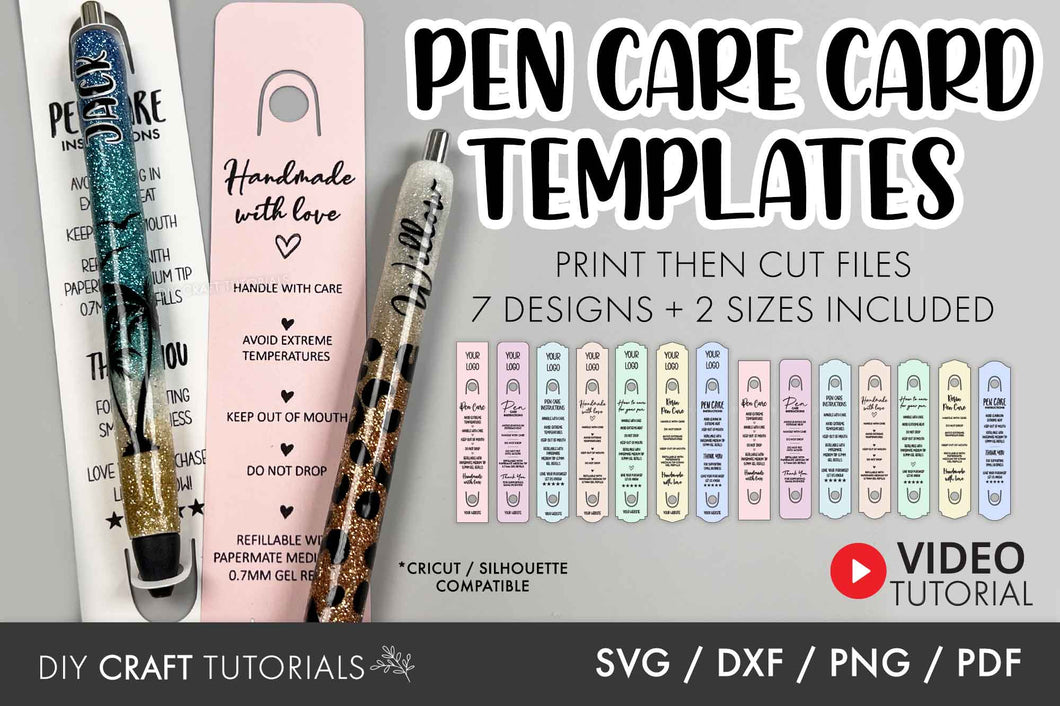 Resin Pen Care Card SVG