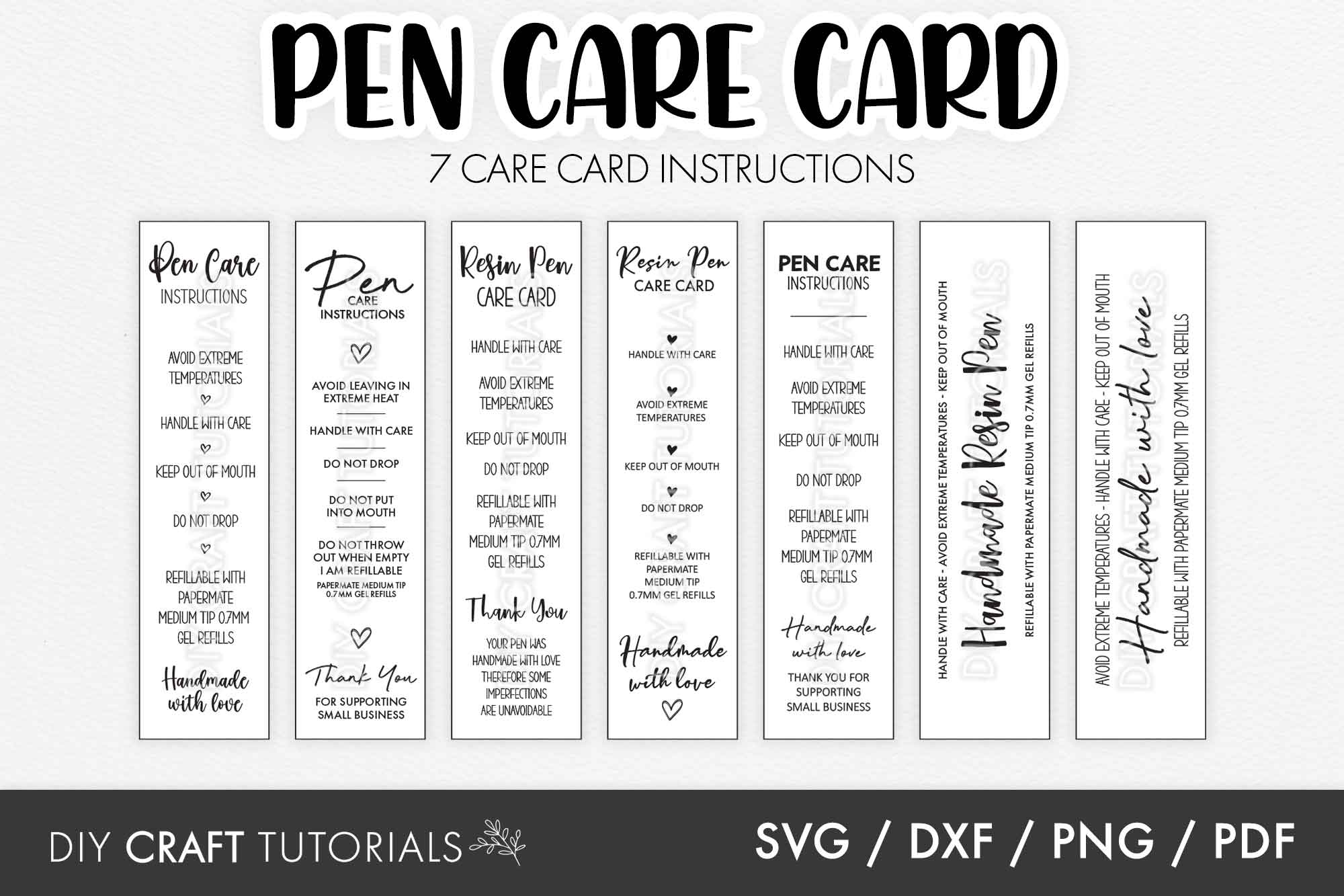 Pen Care Card Templates – DIY Craft Tutorials for Care Instruction Free Printable Care Cards