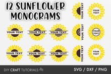 Load image into Gallery viewer, Split Sunflower Monogram SVG
