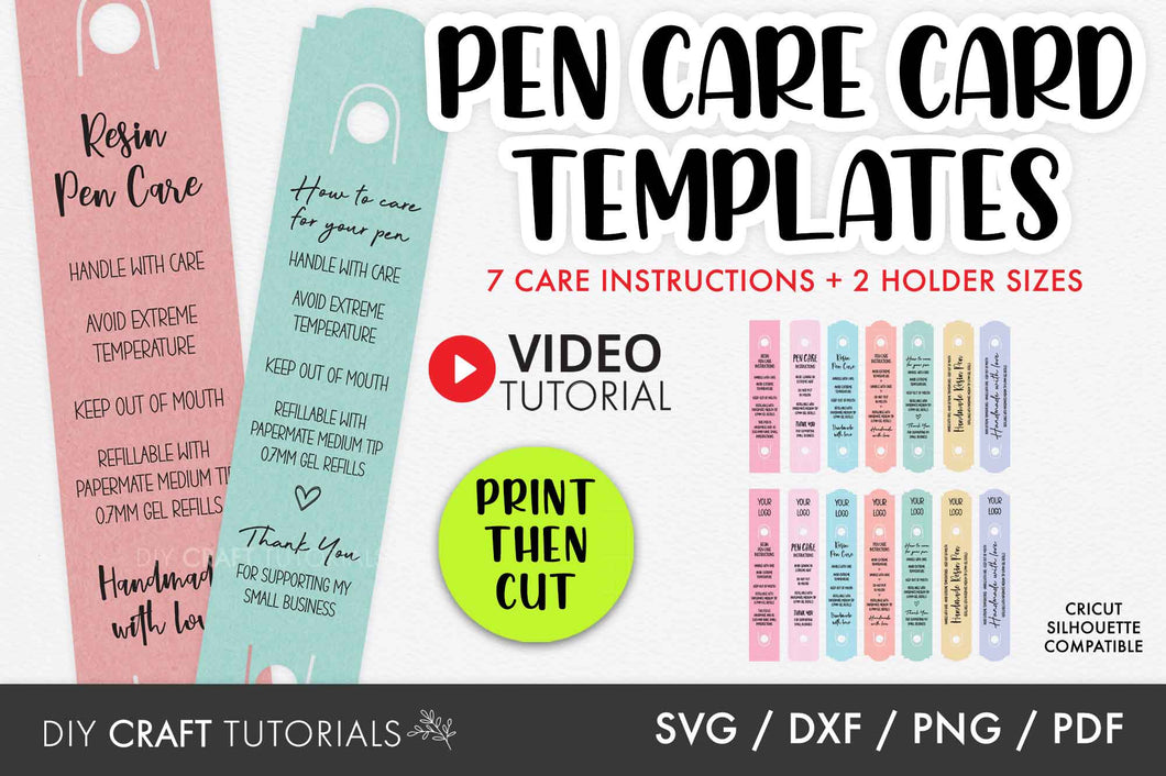 Resin Pen Care Card SVG