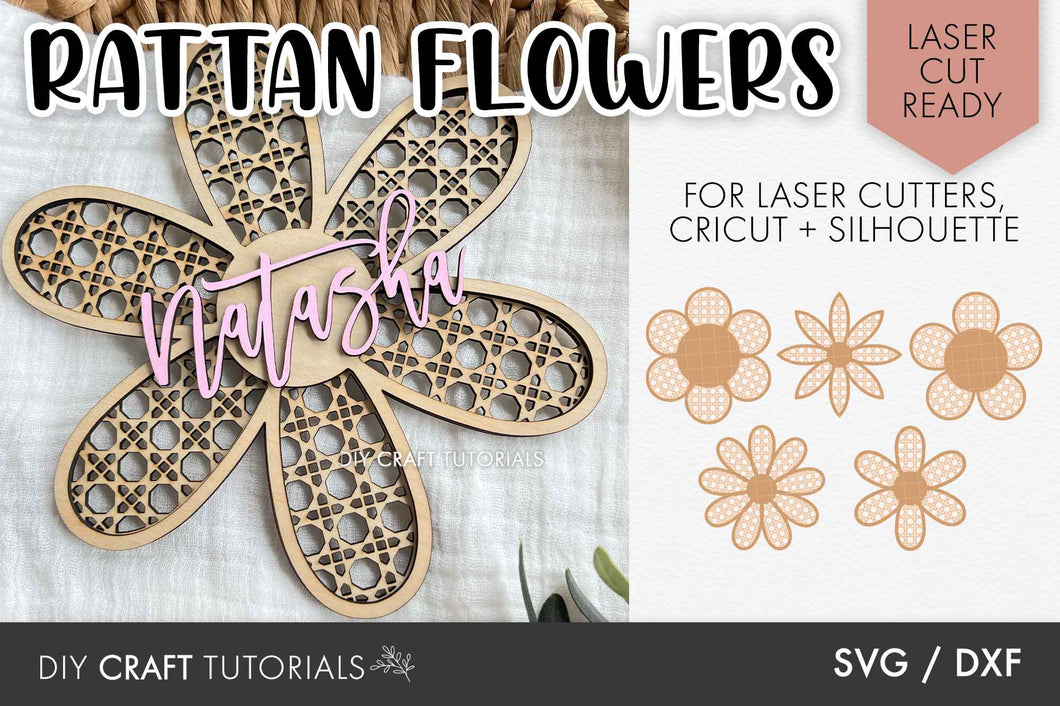 Laser Cut Rattan Flower SVG Bundle